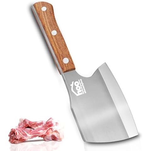 ohmonlyhoo Meat Cleaver Knife Heavy Duty, 6'' Bone knife for Meat Cutting, Axe Bone Chopper Knife Bone Breaker Knife,Butcher Knife 7mm Thickness Pear Wood Handle for Kitchen and Restaurant Cover