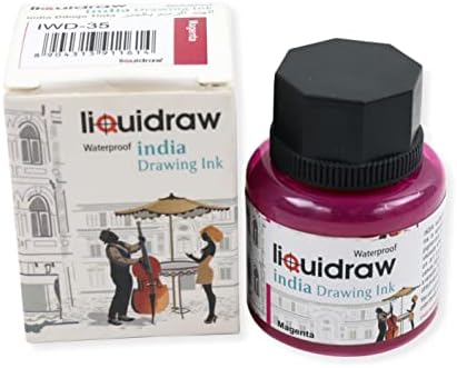 Liquidraw Coloured Drawing Ink India Ink, Waterproof 20 Assorted Colours, 35ml Indian Inks for Artists (Black)