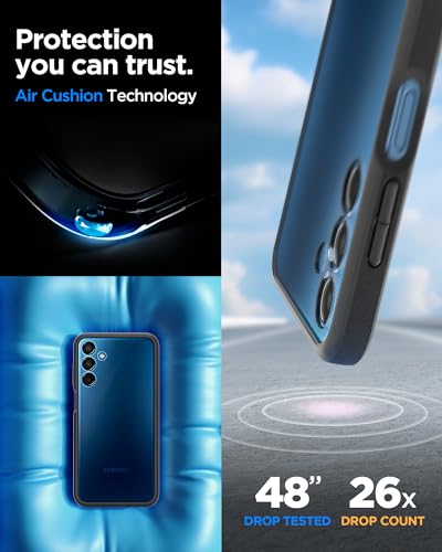 Image of Spigen Essential Sand Crystal | Samsung Galaxy M15 5G /F15 5G Case [Transparent] [Black Bumper] Galaxy M15 5G /F15 5G Back Cover | TPU+PC - Matte Black