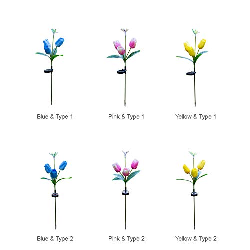 Cucudy 4LED Luzes Solares de Flores Coloridas Em Forma de Tulipa Luzes da Estaca do Jardim Caminho C