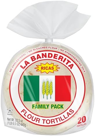 La Banderita® Family Pack | 6" Flour Tortillas | 20 Count 22.5oz. | 4 Pack Case.