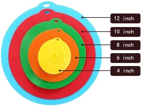 Miniatura 5 de Paquete de 5 tapas de silicona resistentes al calor para salpicaduras de microondas, tapas de succión reutilizables para almacenamiento de