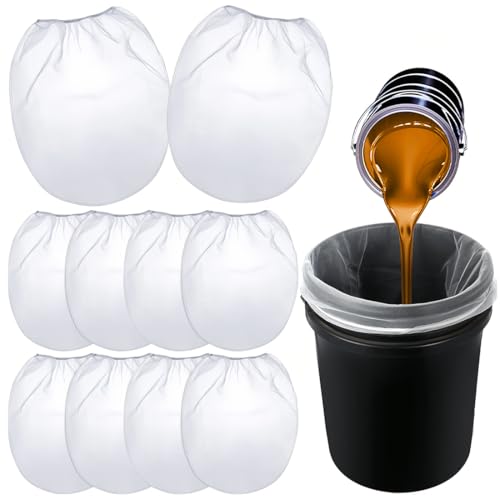 CATOR 10 bolsas coladoras de pintura, filtro de pintura de 1 galones, colador de cubo con cordón elástico en la parte superior, bolsa de filtros de malla fina blanca, filtro de malla de nailon