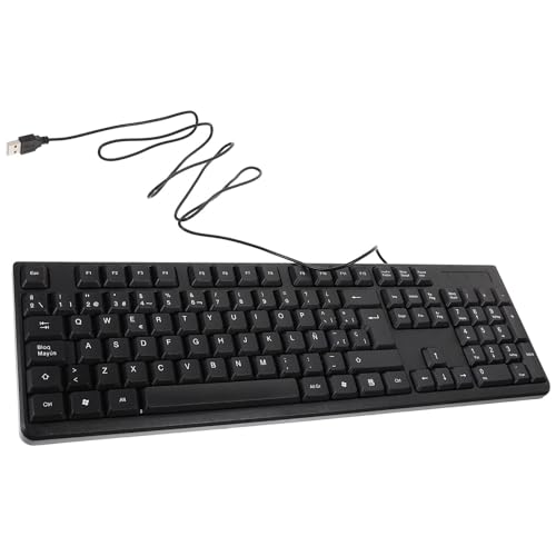 ROMISBABA Teclado USB con Cable Resistente y Respuesta Rápida para Ordenador y Gaming Completo para Oficina y Uso Doméstico