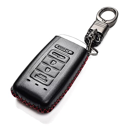 Vitodeco Leather Smar Key Fob Case Compatible With Acura Rdx, Mdx, Ilx, Tlx 2016-2021 (5-Button, Black/Red) #TOP1