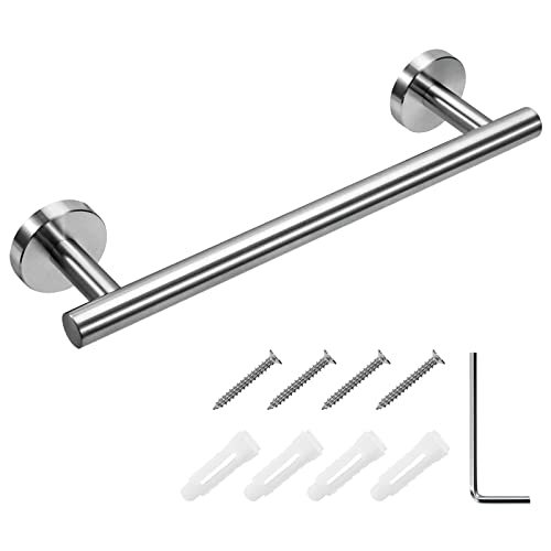 Towel Rail Wall Mounted 304 Stainless Steel Brushed Finish Towel Holder Single Towel Bar Small Towel Rack for Bathroom and Kitchen 30cm (Brushed Silver)