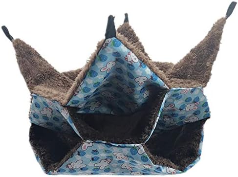 WOWOWMEOW Small Animal Cage Hanging Bunkbed Hammock Warm Fleece Bed for Sugar Glider Ferret Squirrel (Purple)