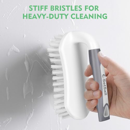 Image of SetSail Scrub Brush, Heavy-Duty Stiff Bristle Cleaning Scrubber, 4 Pack