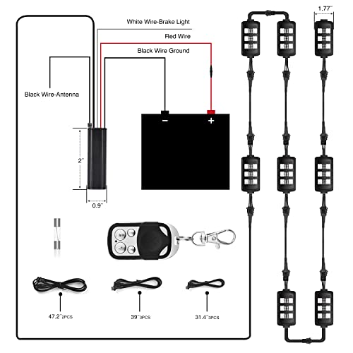 Image of Nilight 8pcs Motorcycle RGB LED Strip Lights Kit Multi-Color Neon Waterproof Atmosphere Lights with RF Wireless Smart Remote Controllers for Harley Davidson Suzuki,2 Years Warranty