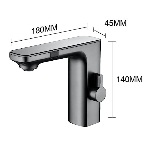Grifo automático con sensor y pantalla de temperatura de latón gris para lavabo 6