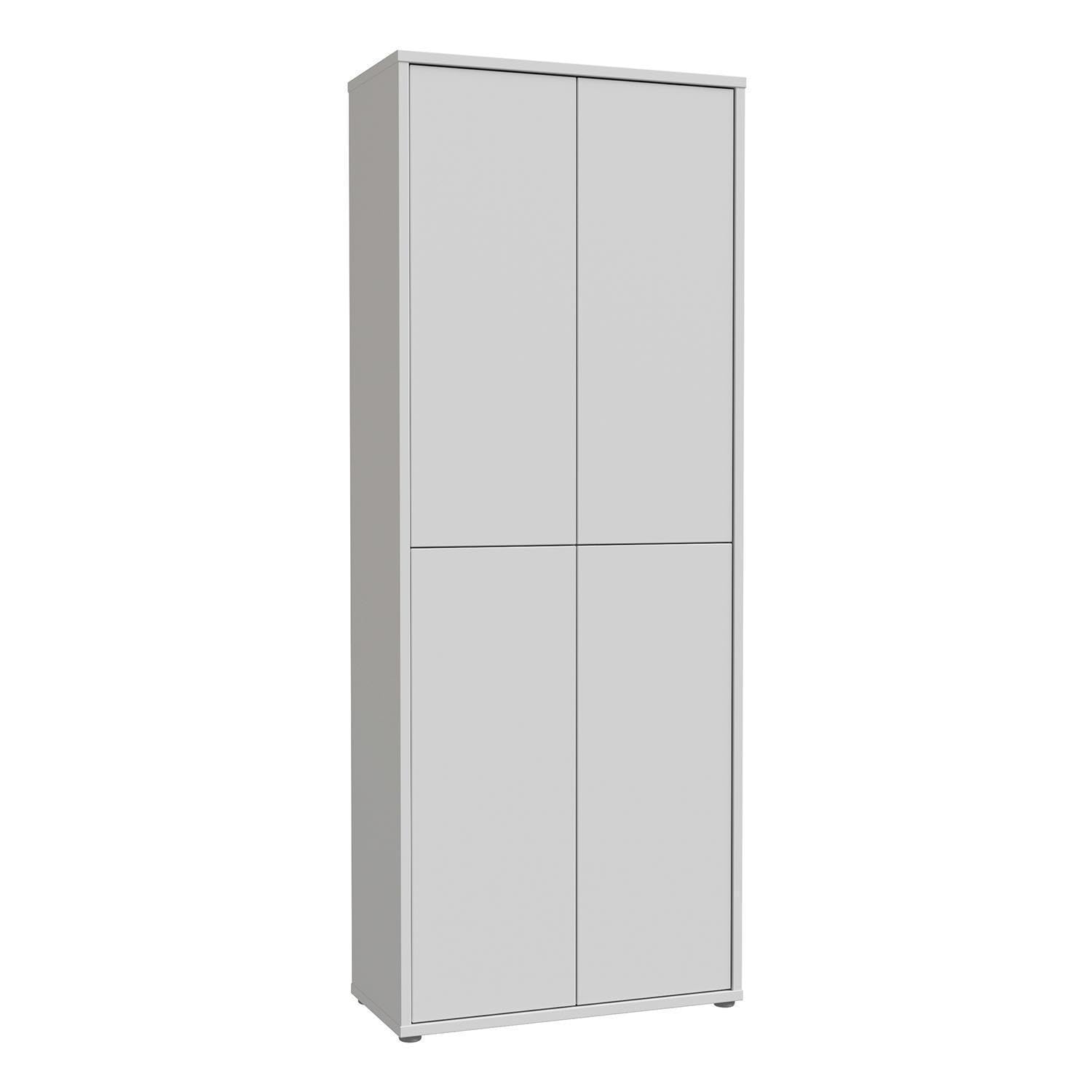 Forte Alice Springs Schuhschrank 70 80, moderner Flurschrank mit 4 Türen und 8 Einlegeböden, Holzwerkstoff, Secret Grey, 74,5 cm breit x 191,9 cm hoch x 34,9 cm tief
