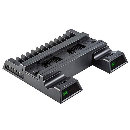 LKK-KK. Kühlständer-Game Controller-Ladegerät mit LED-Anzeigen, Ladedockstation mit 12 stücke Spielespeicher für PS4, PS4 Slim, PS4 Pro Cover