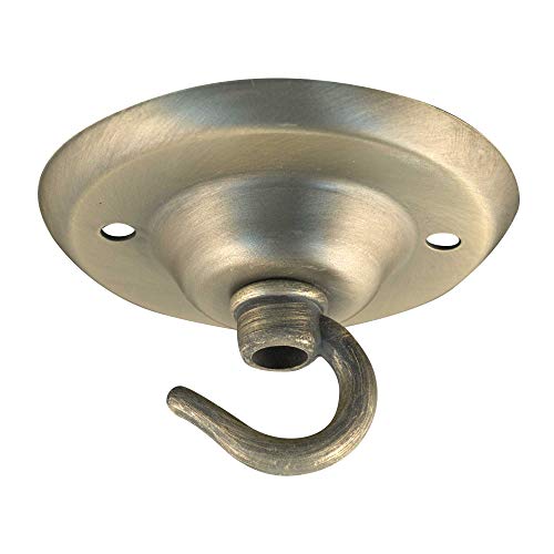 Placa para techo ElekTek de 75 mm de diámetro con gancho y acabados metálicos y colores con recubrimiento de polvo + tornillos. Para instalaciones de iluminación colgadas Latón Envejecido Cover