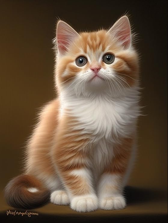 Kits de pintura de diamantes para adultos, gato naranja redondo taladro completo 5D diamantes gemas arte arte kits de decoración del hogar y