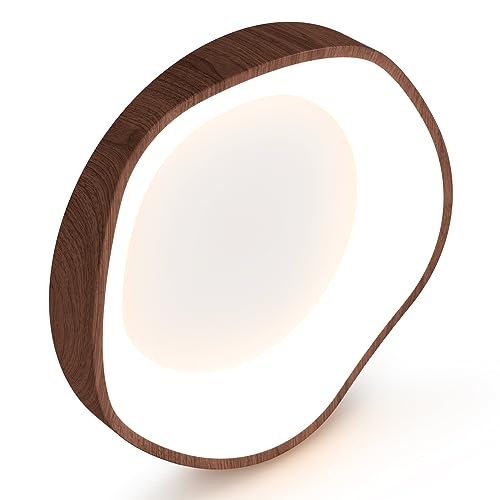 COSTWAY Plafonnier LED 24W, Éclairage de Plafond 3000K à Lumière Chaude, Luminaire en Forme Irrégulière Moderne avec Cadre en Métal et Motif en Bois,...
