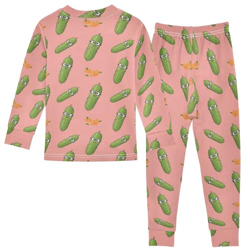 Pajama Sets Long Sleeve Cute Pickles with Funny Faces Soft Comfy Sleepwear 2 Piece PJS 3-8T3