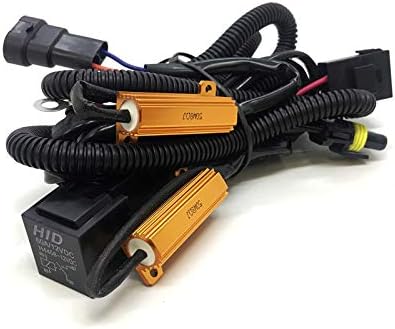 HID Relay Harness 40A 12V 35W/55W Heavy Duty Universal For H1 H3 H7 H10 H11 9005 9006 9145 5202 880 Xenon HID Battery Wiring Kit with 50W Load Resistor
