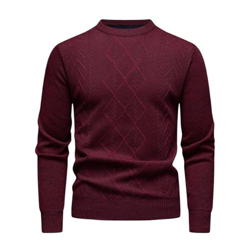 Men's Sweater Checkered Round Neck Knit Pullover Warm Casual Long Sleeve Top for Men3