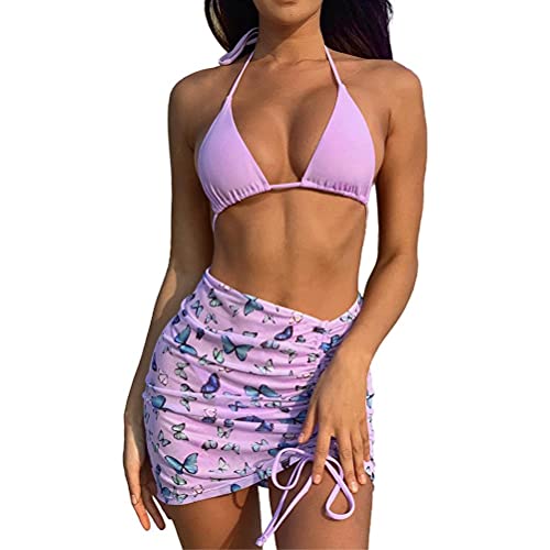 HAOXU Frauen Badeanzug Schmetterling Druck Bikini Bademode für Pool Küste Damen Split Swimwear Cover