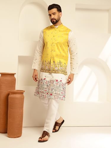 Image of SOJANYA (Since 1958 Men's Silk Blend Exquisite Daman Embroidered Nehru Jacket