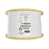 CAT7A Shielded Riser (CMR), Ethernet Cable 1000ft Reel, Shielded Foil Twisted Pair (S/FTP) 23AWG, Solid Pure Bare Copper, 1000MHz, UL Certified, Easy Pull, Bulk Networking Cable - White