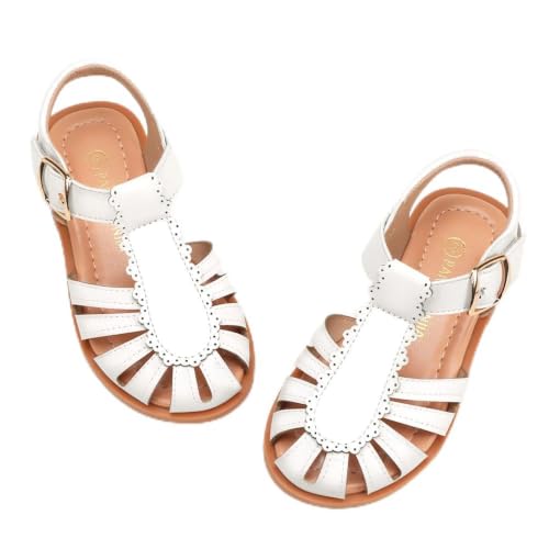 Image of PANDNAINJIA Toddler Girls Sandals T-Strap Dress Summer Shoes