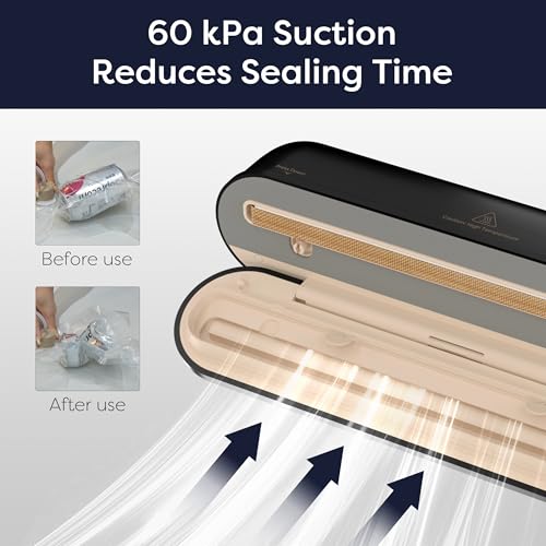 Image of CIARRA Handheld Vacuum Sealer - Portable Food Preservation Machine with 3 Modes, Compact Automatic Sealing System for Dry & Wet Foods (Vacuum Sealer + 5 Pcs Vacuum Seal Bags)