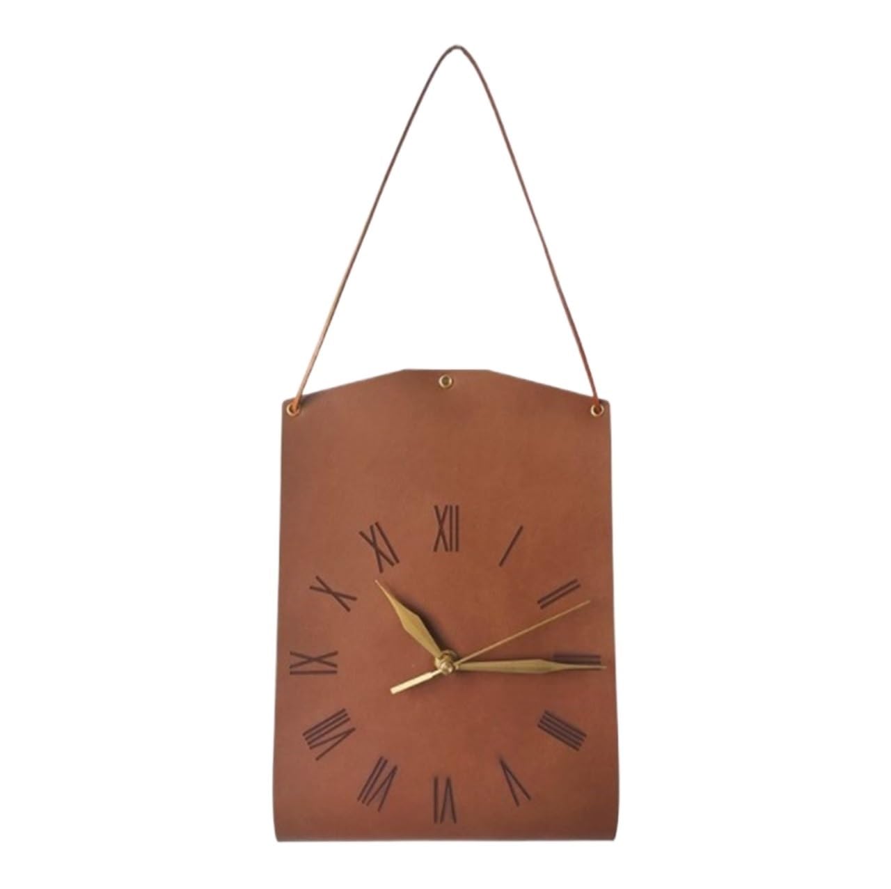 AZHKJKZH Wall Mounted Clock Bag-Shaped Creative Wall Clock Modern Art Silent Leather Personality Ornament For Living Room(Bruin,25 * 55.5cm)
