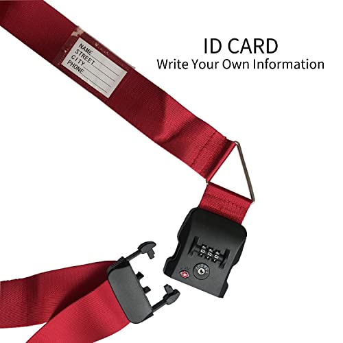 Cross Luggage Straps For Suitcases Tsa Approved Adjustable Suitcase Packing Belt With 3-Dial Combination Lock Fit 20-34Nch Baggage Packing Travel Accessories (Red) #TOP3