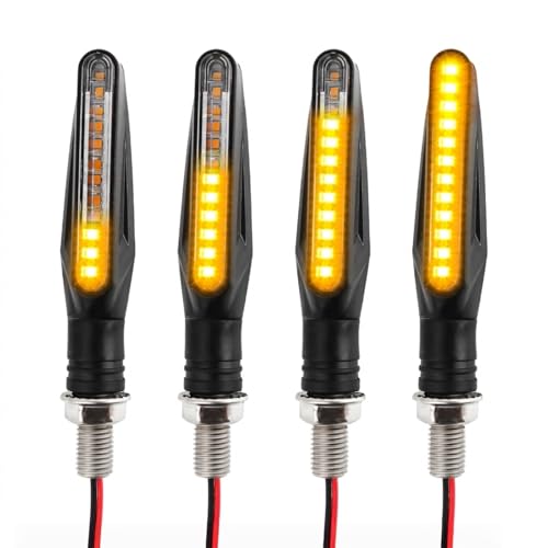 aonasuo 4 Clignotants LED Moto Séquentiels, 12 LED Indicateurs de Direction Défilants Universels pour Moto, Scooter, Quad, Custom - Étanche IP67