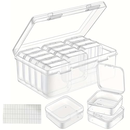 Reviews de Cajas de Plastico Chedraui que Puedes Comprar On-line. 49 15 Piezas Mini Caja de Almacenaje (5.5 * 5.5 * 2cm), Hecha de Plástico Transparente con Tapa Abatible, Adecuada para Pastillas, Joyas, Caja de Almacenaje para Manualidades