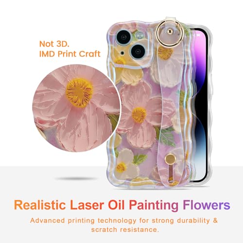 Coque iPhone 14 avec sangle à main EYZUTAK motif fleur vintage - 5