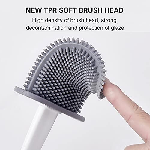 Toilet Brush and Holder Sets(Green),Deep Cleaner Silicone Toilet Brush with No-Slip Plastic Handle and Soft Bristles with Quick Drying Holder Set ,and toilet lid lifter for Bathroom Toilet(1pack) - Image 4