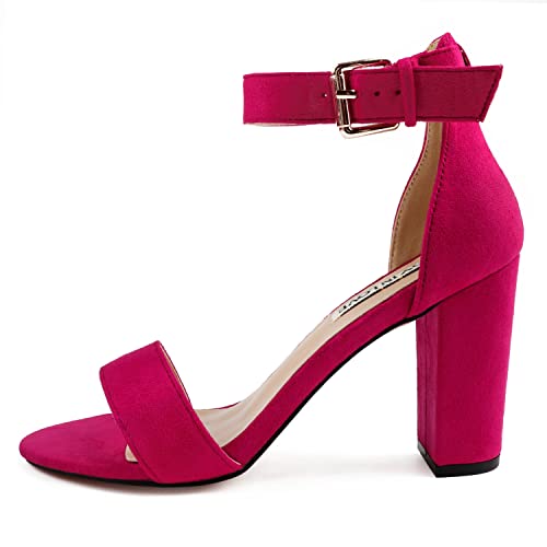 Image of JOY IN LOVE Womens 3.5 inch Chunky Block High Heels Ankle Strap Heeled Sandals