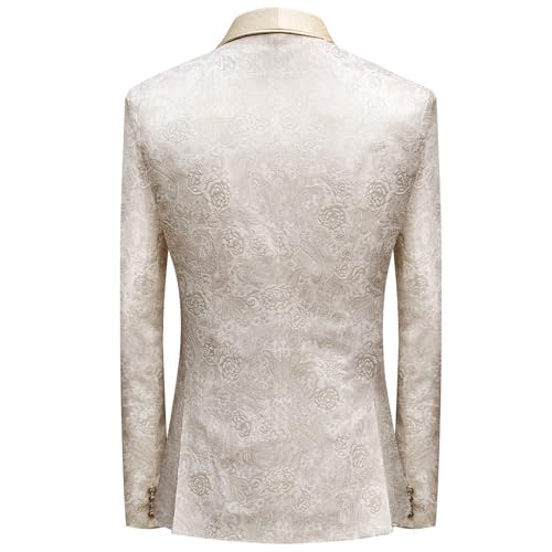 Men's 3 Piece Floral Jacquard Tuxedo Suit Shawl Lapel Wedding Party Blazer Vest Pant Outfit for Homecoming Party Prom4