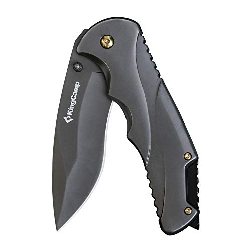 KingCamp Stainless Steel Folding Pocket Knife with Belt Clip for Men, Glass Breaker, Liner Lock, For Hunting, Camping, Finishing, Survival Outdoor, EDC