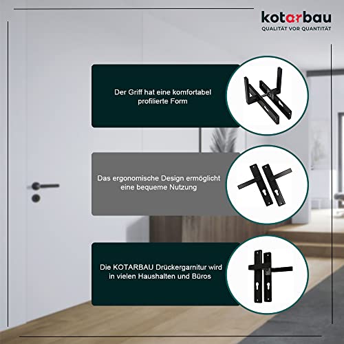 KOTARBAU® Handle Set PZ 72 mm Long Plate Black with Square and Mounting Screws - Image 4