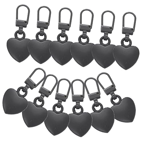 DOITOOL 12 Piezas Accesorios Para La Bolsa De Cabeza De Cremallera Etiquetas De Cremallera Reemplazo De Cremallera Resistente Reemplazo De Tirador De Cremallera Resistente Black Aleación