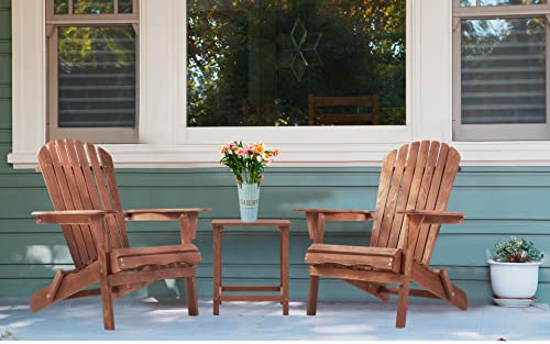 Folding Adirondack Chair Set Of 2, Half Pre-Assembled Outdoor Wood Patio Chair For Garden/Backyard/Firepit/Pool/Beach/Deck #TOP5