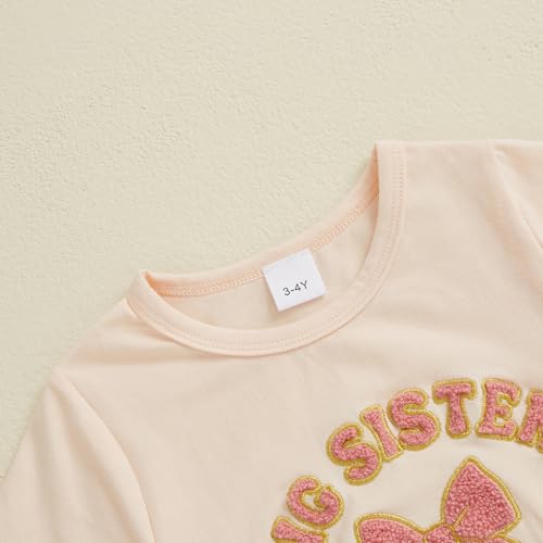 Big Sister Little Sister Matching Outfits Embroidered Bow Little/Big Sister Shirt Ruffle Shorts 18 Month 2T 3T 4T 5