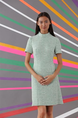 Donna Morgan Women's Novelty Plaid Short Sleeve Mock Neck Dress Workwear Career Office Desk to Dinner4