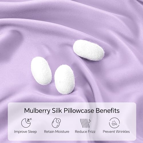 Image of INFIIXSO Silk Pillow Cases 2 Pack Standard Size, Ultra Smooth & Soft Mulberry Silk Pillow Case for Hair and Skin, Breathable Cooling Silk Pillowcase with Hidden Zipper (Lavender, 20x26 Inches)