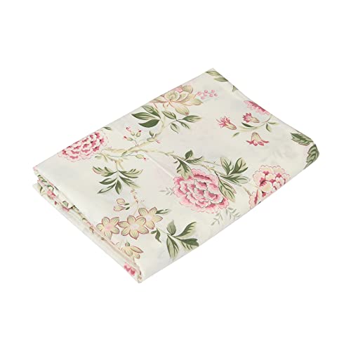 Soft Flat Bed Sheets King Size, 100% Cotton Breathable Floral Top Sheets Easy Care #TOP8