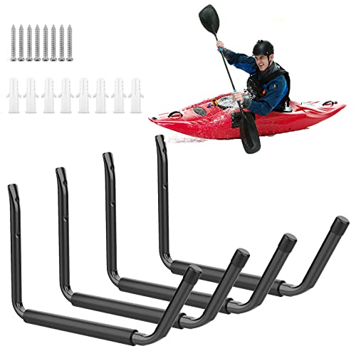 4 Pack Heavy Duty Garage Indoor Kayak Storage Hooks, Wall Mount Utility Hanging Rack, Garage Storage Canoe Hangers For Ladders, Folding Chairs, Bike, Boat, Surfboard, Paddle-Board And Ski Board #TOP2