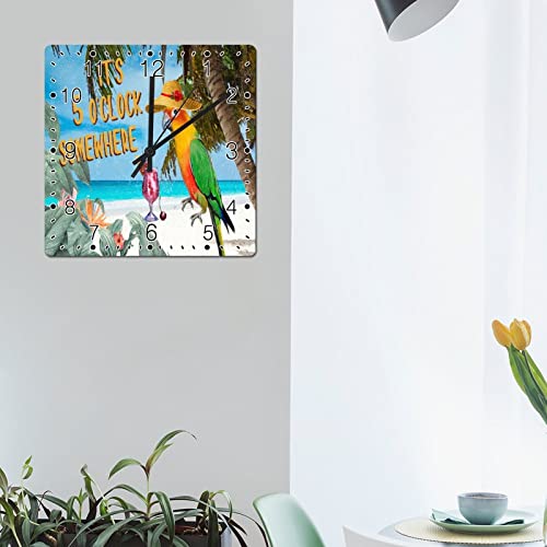 Horloge murale perroquet rustique colorée de 30,5 cm de diamètre