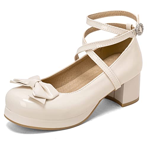 Mary Janes à plateforme pour femme avec talon carré confortable et bride cheville