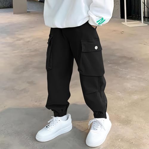 Boys Twill Cargo Pants Fashion Letter Print Boys Girls Hip Hop Joggers Streetwear Preppy Cute Sweatpants Straight Leg4
