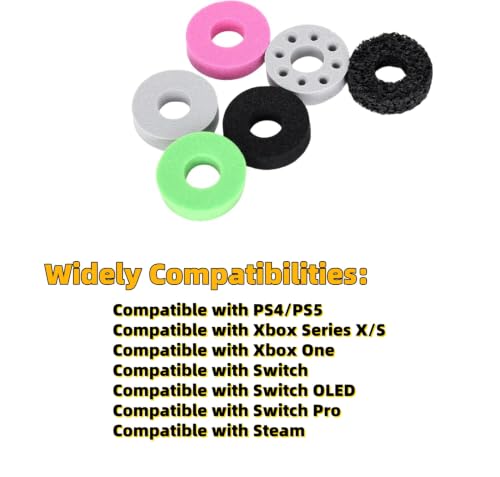 Image of 48 Pcs Aim Assist Target Motion Control Sponge Rings,Game Handle Buffer Precision Rings,Compatible with PS4 /PS5,Xbox Series X /S,Switch Pro Controller,8 Different Strengths