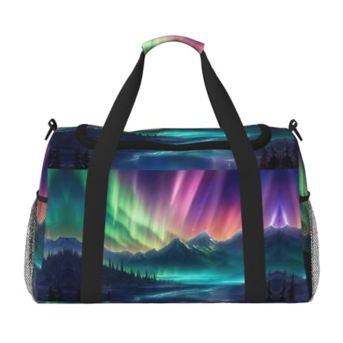 Bolsa de viaje grande Dark Northern Lights impermeable y plegable para playa y deporte