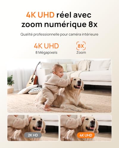 Caméra Surveillance WiFi Intérieur 4K motorisée suivi automatique IA 8MP